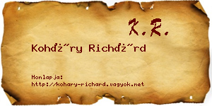 Koháry Richárd névjegykártya